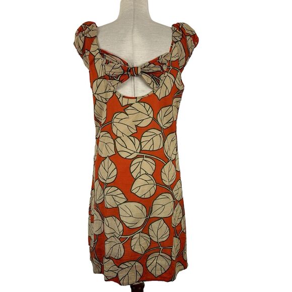 Diane Von Furstenberg Dress Women Size 8 Orange Beige Fauna Cotton Shift Resort - Picture 3 of 12